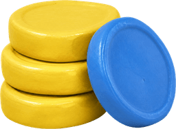 a stack of clay coins