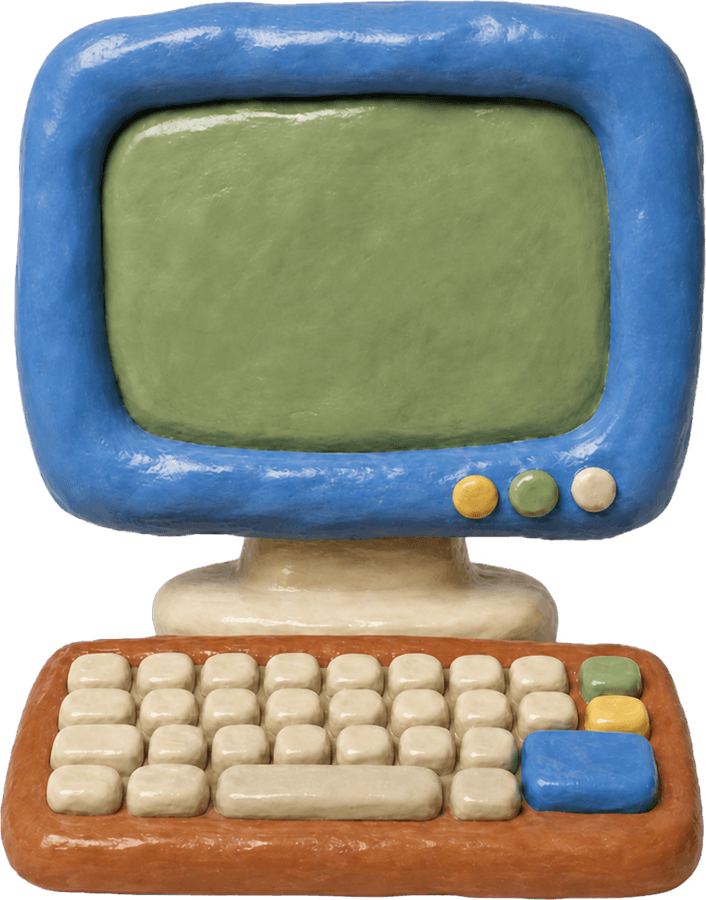a clay desktop computer
