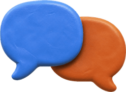 two clay speech bubbles