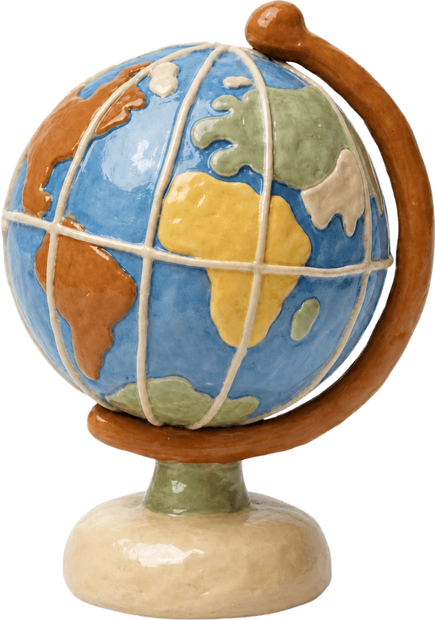 A clay globe showing Europe and Africa for the How Mount Etna erupts audio lesson